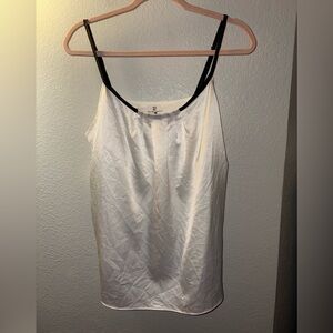 New York & Company White Camisole with Black Straps
